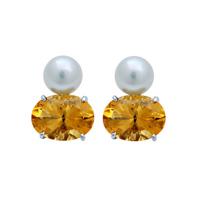 Earrings - South Sea Pearl And Citrine