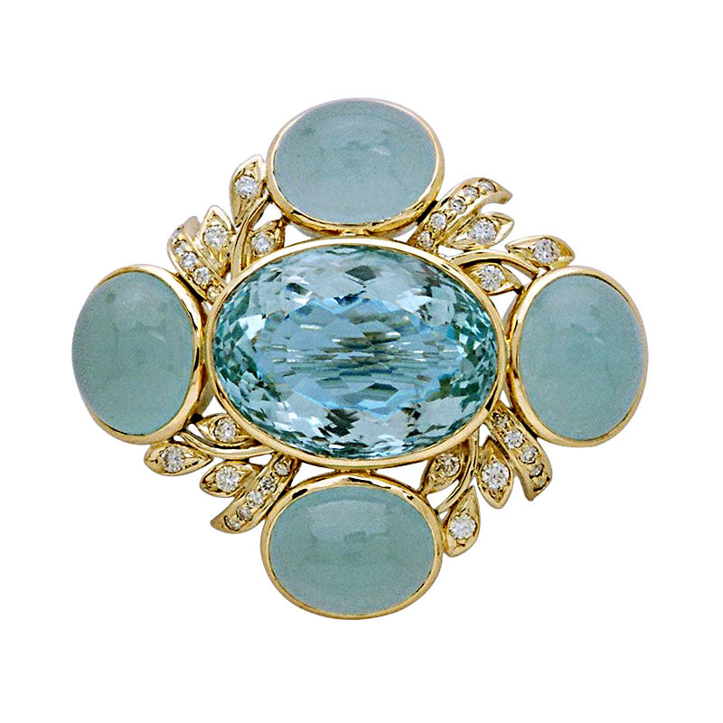 Brooch-Aquamarine and Diamond | Singhvi Jewels