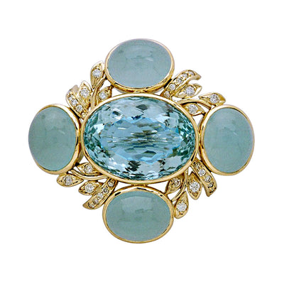 Brooch - Aquamarine And Diamond