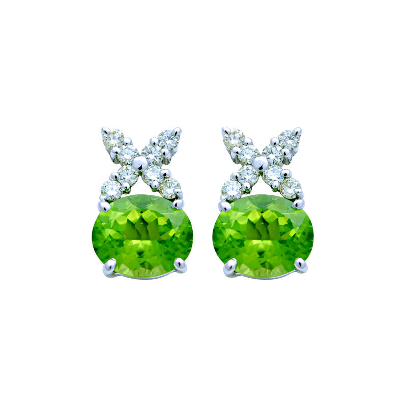Earrings-Peridot and Diamond