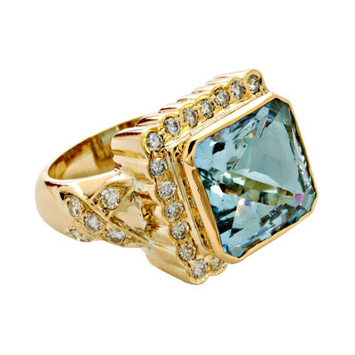 Ring - Aquamarine And Diamond (1130J)