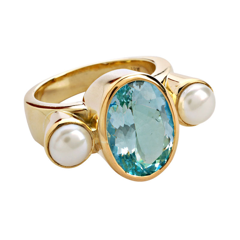 Ring-Aquamarine and Pearl