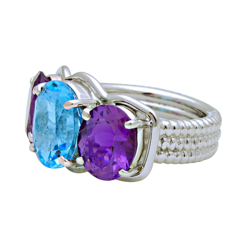Ring-Blue Topaz and Amethyst