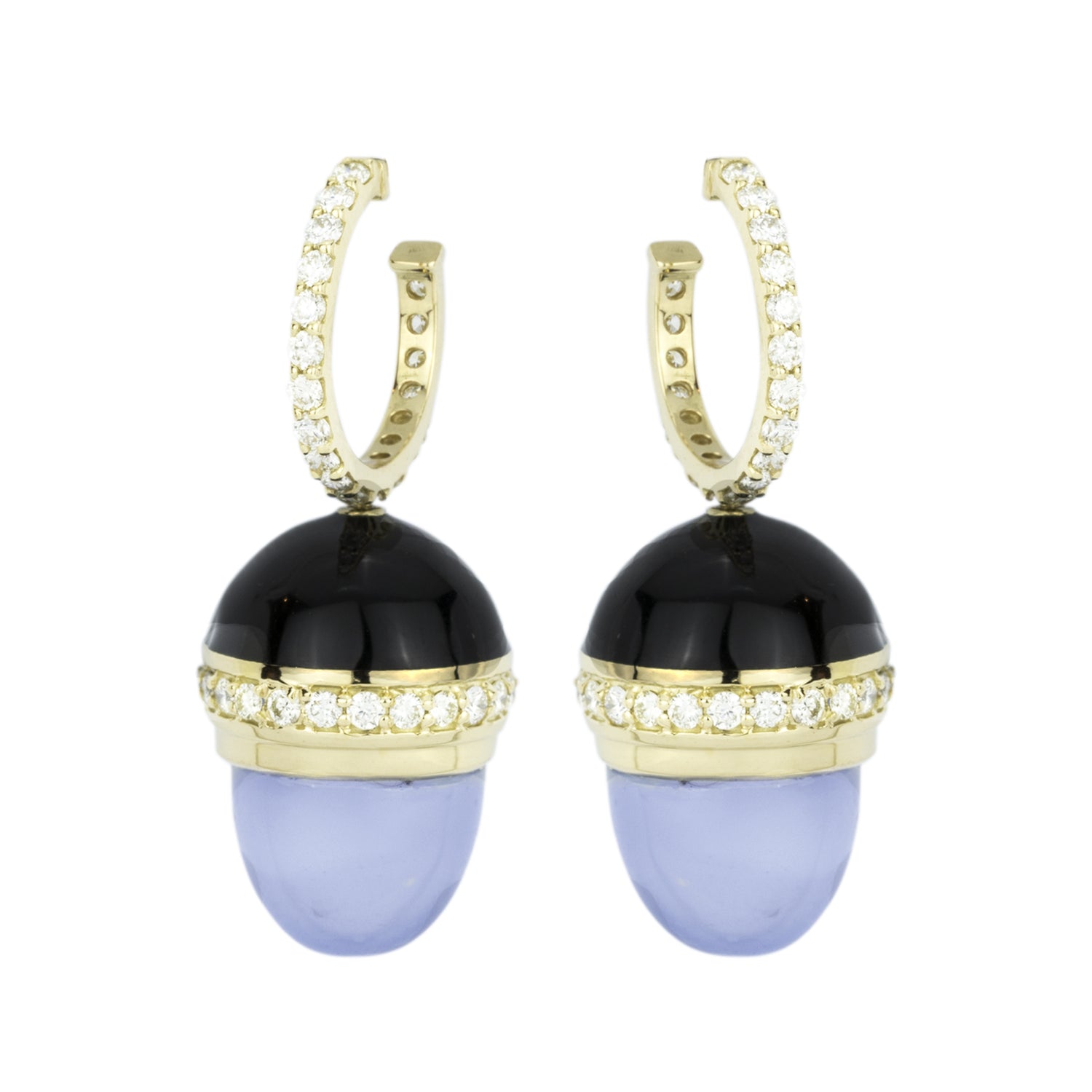 Earrings - Chalcedony And Diamond (Enamel) (2264D) | Singhvi Jewels