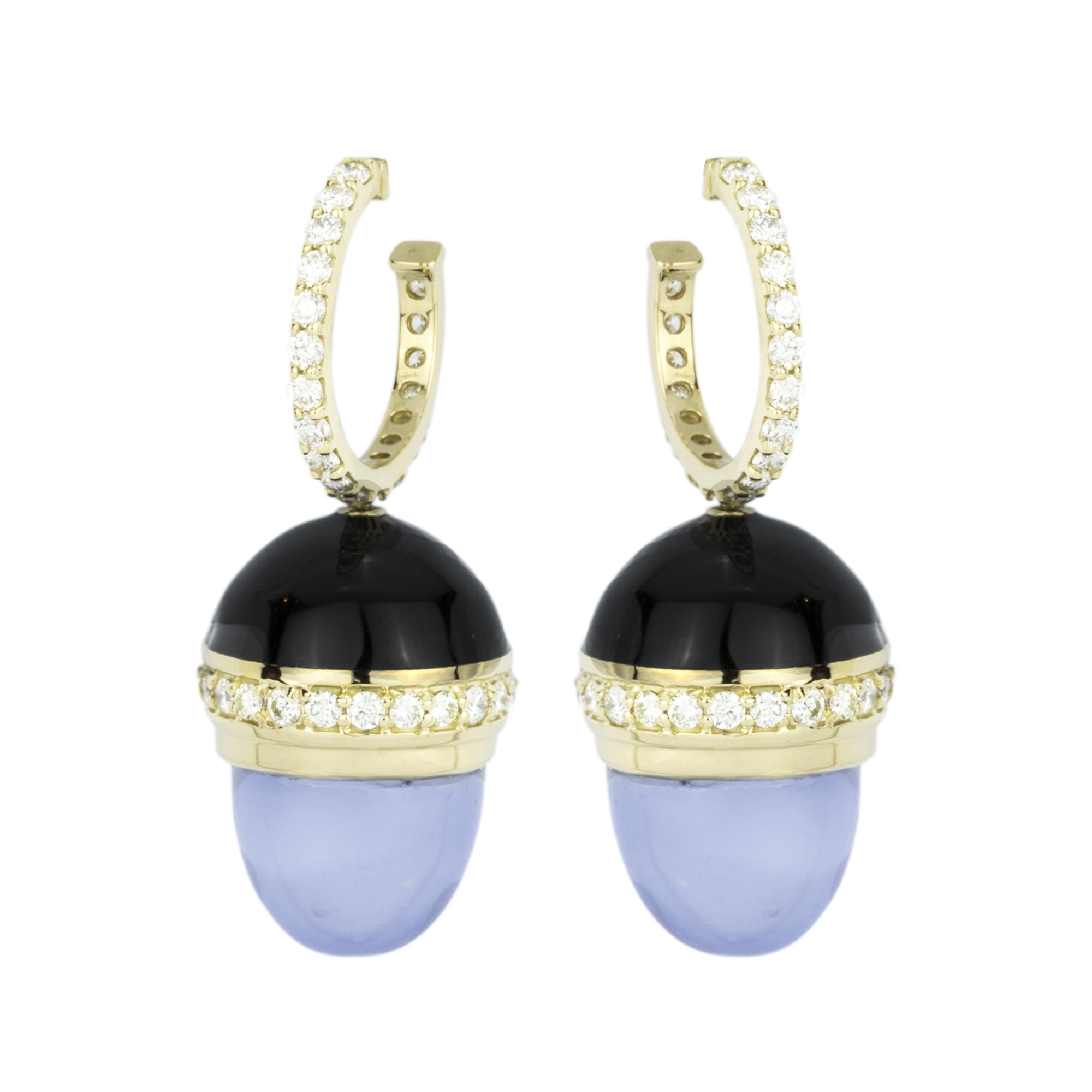 Earrings - Chalcedony And Diamond (Enamel) (2264D) | Singhvi Jewels