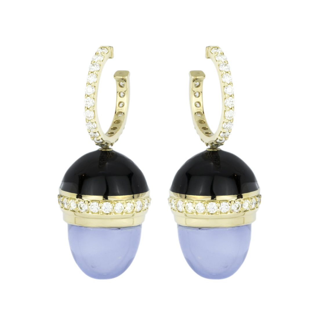 Earrings - Chalcedony and Diamond (Enamel) | Singhvi Jewels