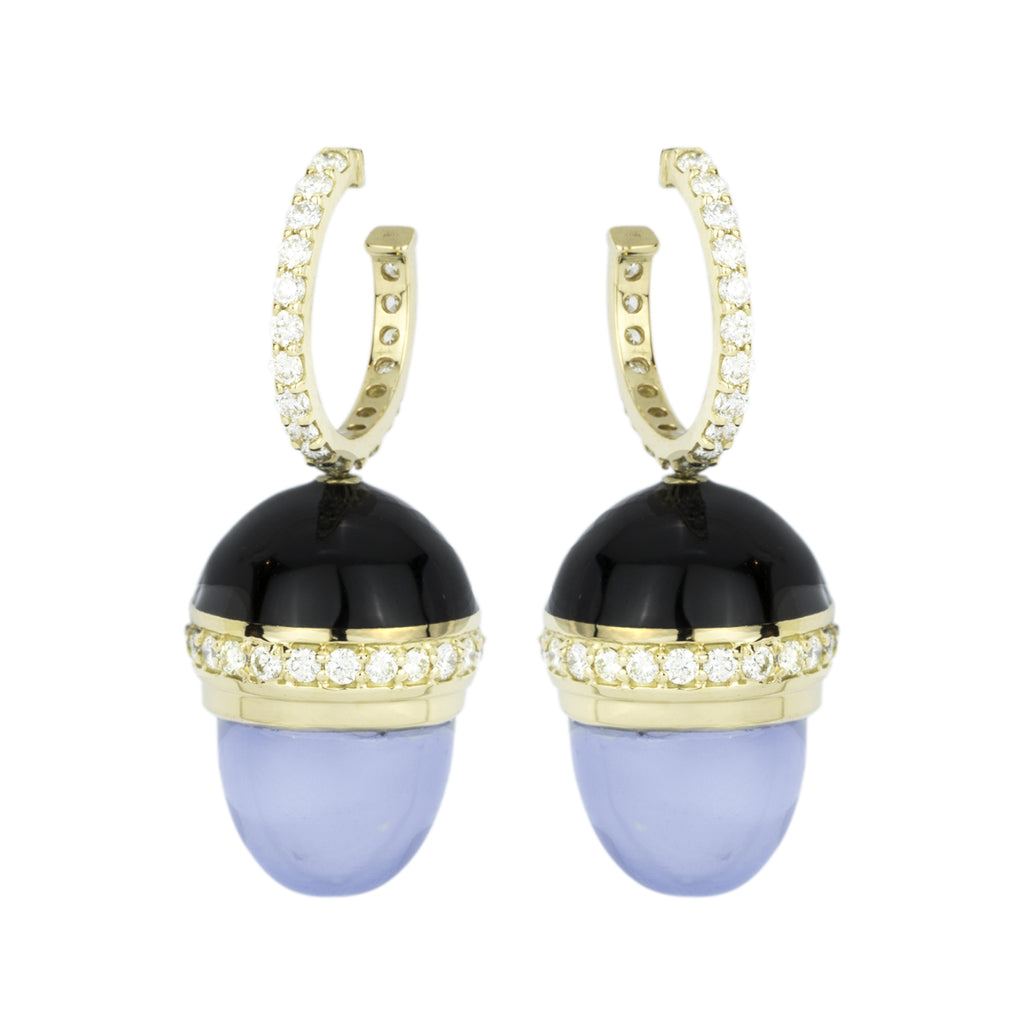 Earrings - Chalcedony And Diamond (enamel)