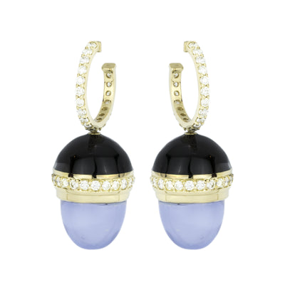 Earrings - Chalcedony And Diamond (Enamel) (2264D)