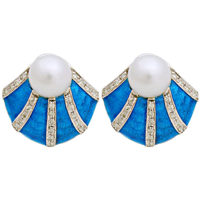 Earrings - South Sea Pearl And Diamond (Enamel)