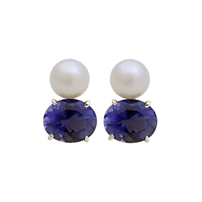 Earrings - Iolite And South Sea Pearl