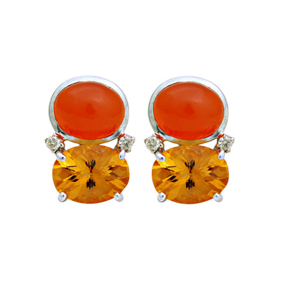 Earrings - Citrine, Cornelian And Diamond