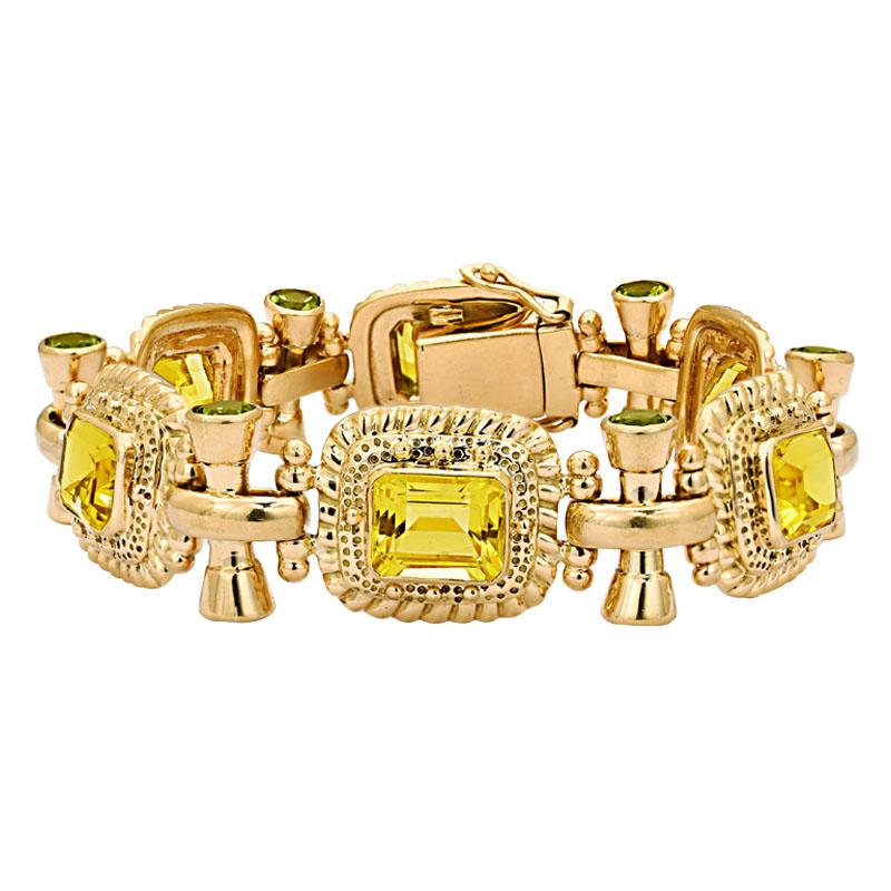 Bracelet-Lemon Quartz and Peridot (1188E) | Singhvi Jewels