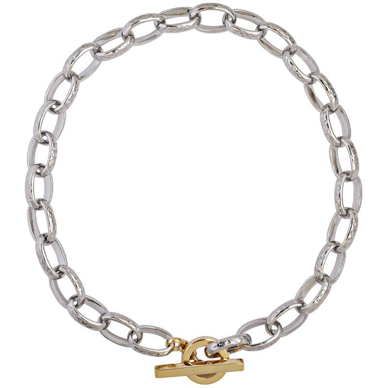 Toggle Necklace-Sterling Silver and 18K Gold