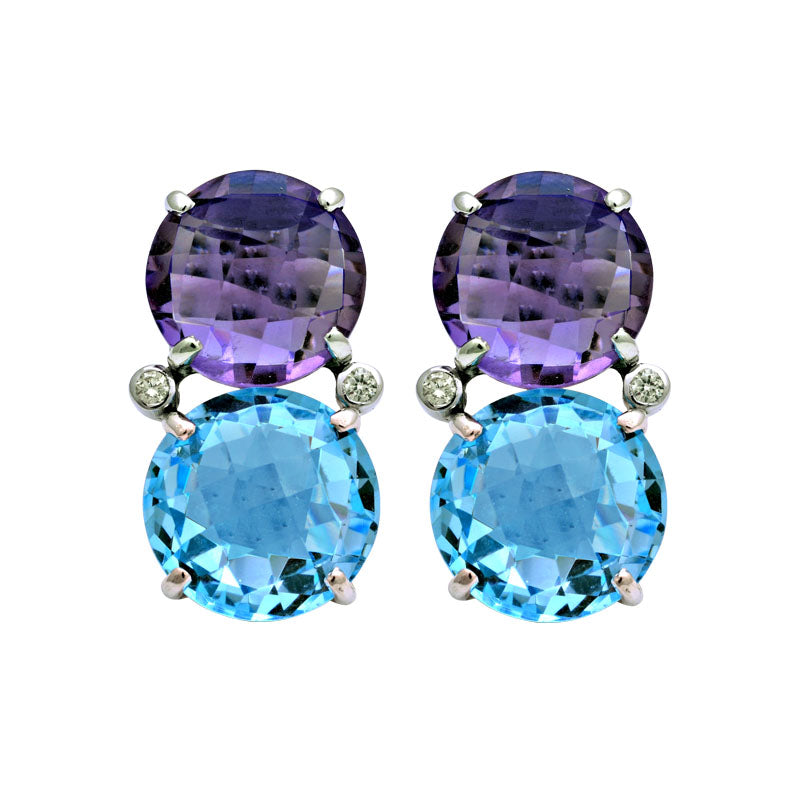 Earrings-Blue Topaz, Amethyst and Diamond | Singhvi Jewels