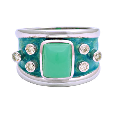 Ring - Chrysoprase And Diamond (Enamel)