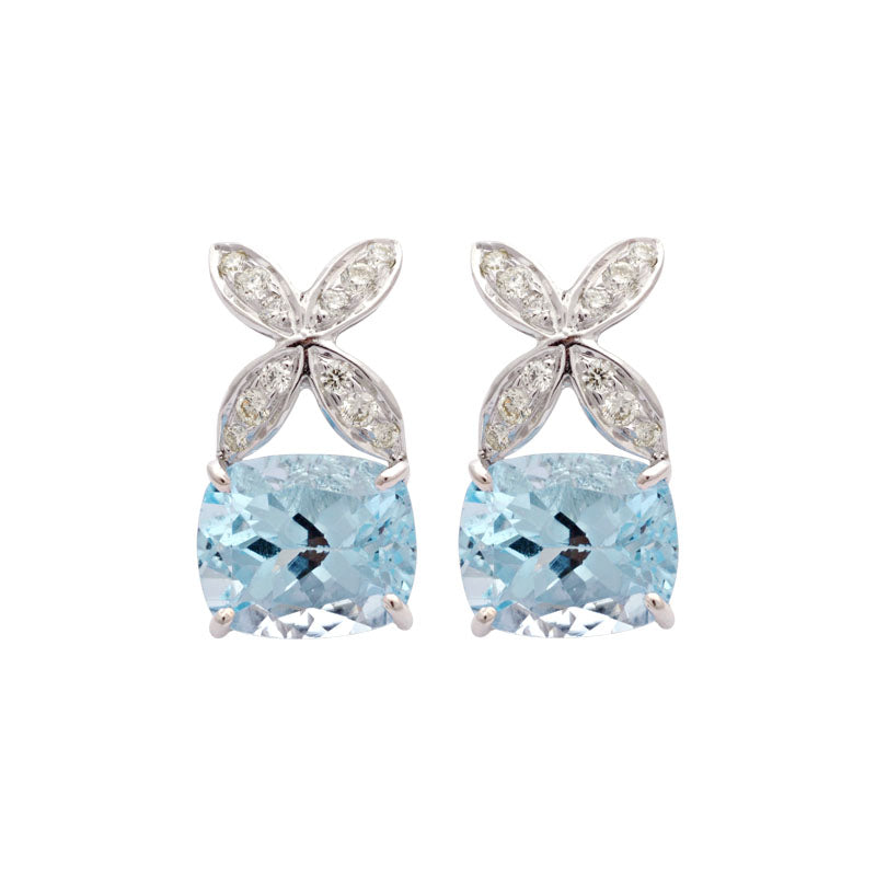 Earrings-Blue Topaz and Diamond