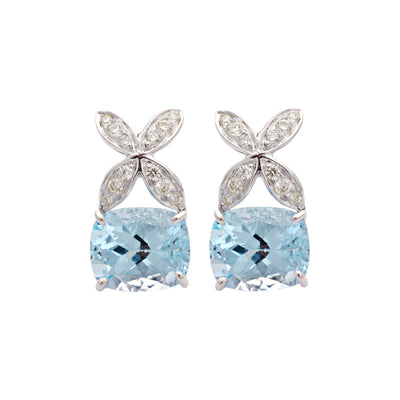 Earrings - Blue Topaz and Diamond