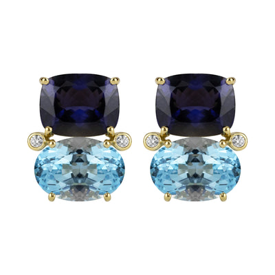 Earrings - Iolite, Blue Topaz And Diamond