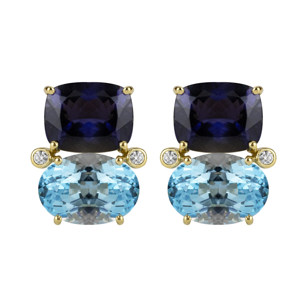 Earrings  - Iolite, Blue Topaz And Diamond
