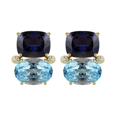 Earrings  - Iolite, Blue Topaz And Diamond