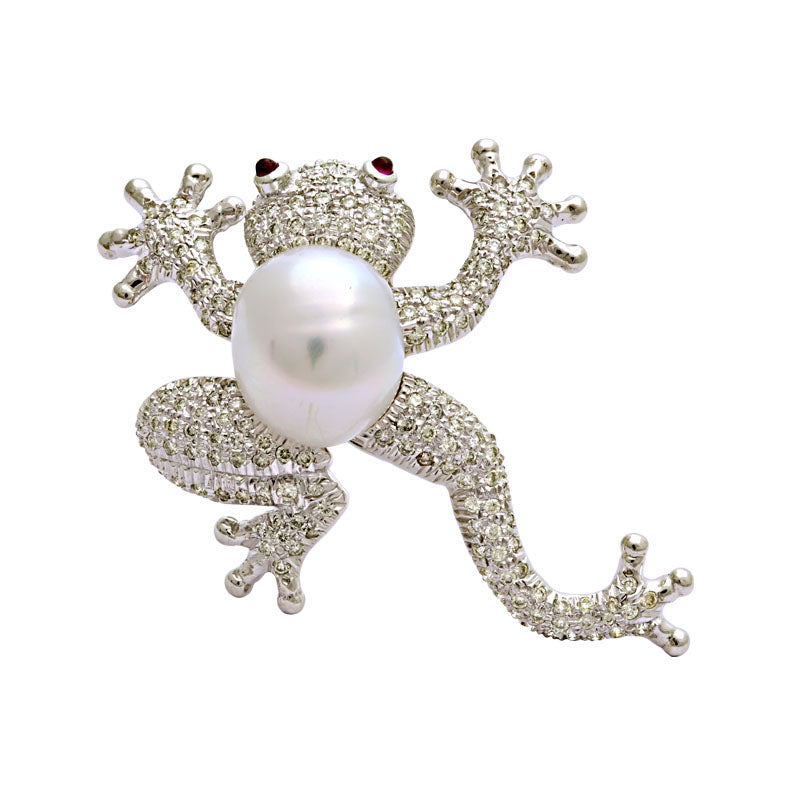 Brooch - Ruby, South Sea Pearl and Diamond | Singhvi Jewels