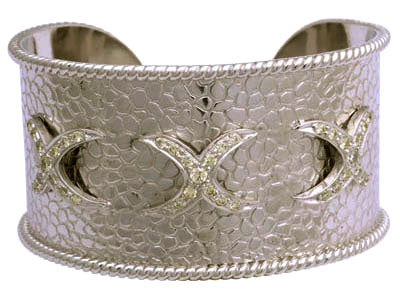 Repair - Cuff Bangle - Diamond in Silver and Gold (SKU : 251DS)