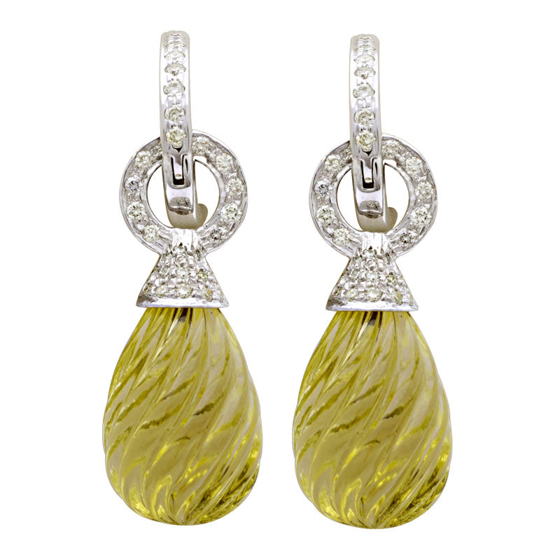 Earrings - Lemon Quartz and Diamond | Singhvi Jewels