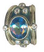 Repair - Ring - Blue Topaz and Diamond with Enamel (1387A)