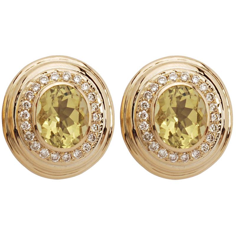Earrings-Lemon Quartz and Diamond (1395M) | Singhvi Jewels
