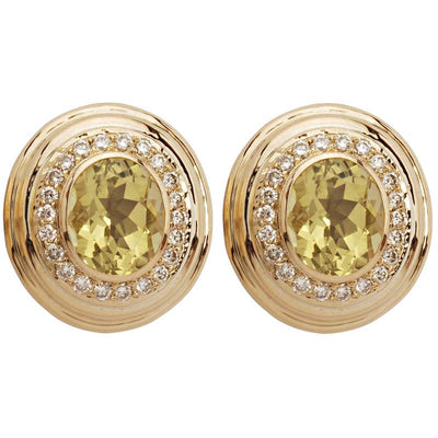 Earrings-Lemon Quartz and Diamond  (1395M)