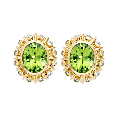 Earrings - Peridot And Diamond