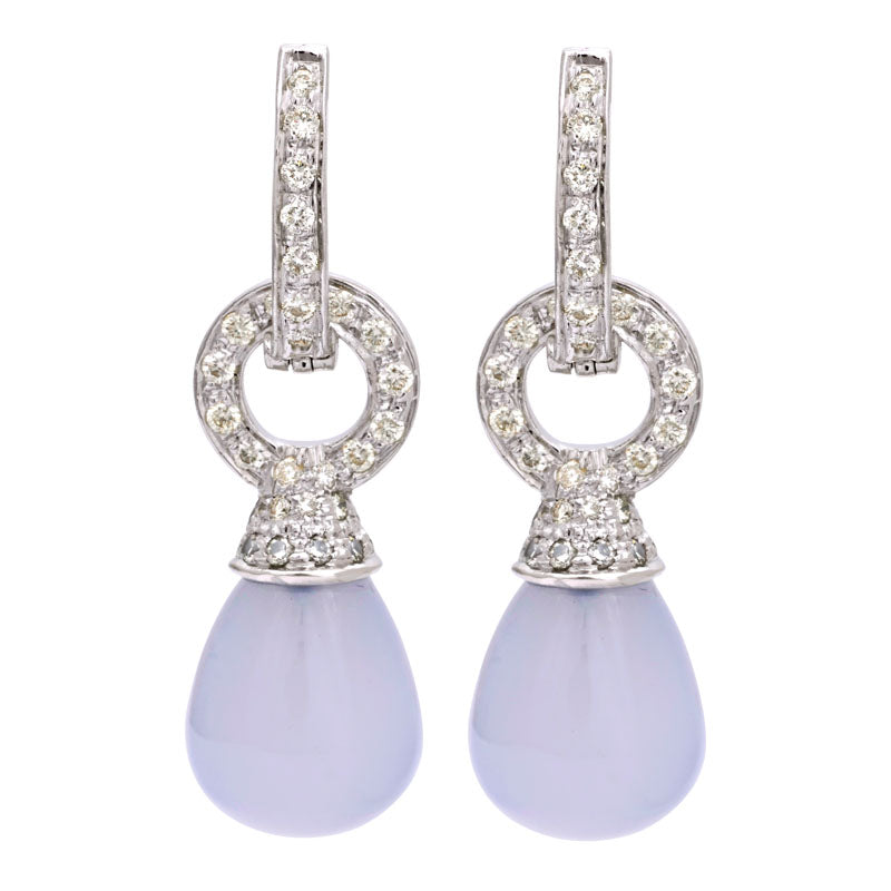 Earrings-Chalcedony and Diamond