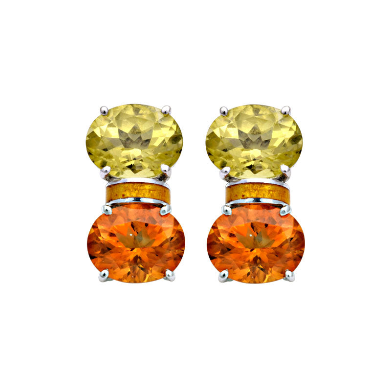 Earrings-Citrine and Lemon Quartz (Enamel)