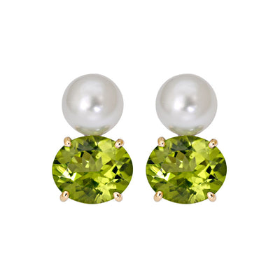 Earrings- Peridot and South Sea Pearl