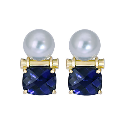 Earrings - Iolite And South Sea Pearl