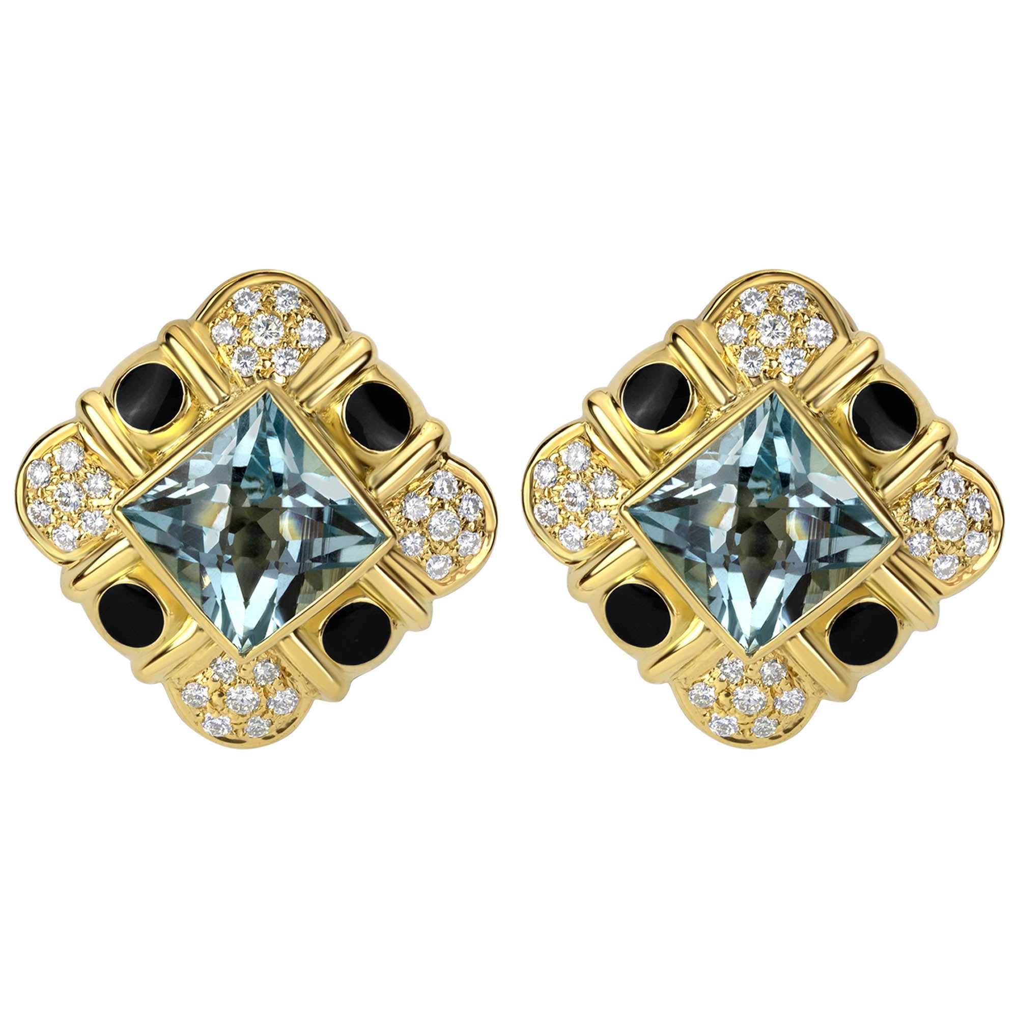 Earrings- Blue Topaz And Diamond (enamel) (1509C) | Singhvi Jewels