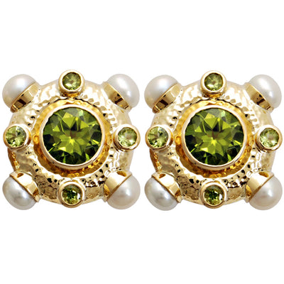 Earrings - Pearl And Peridot