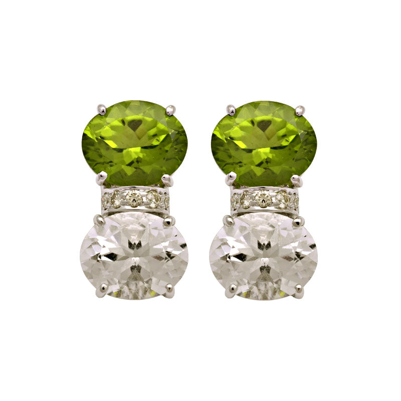 Earrings-Peridot, Crystal and Diamond