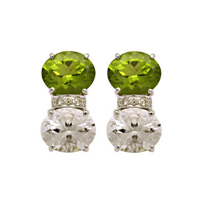 Earrings - Peridot, Crystal And Diamond