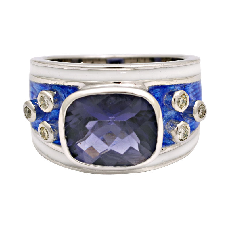 Ring-Iolite and Diamond (Enamel)
