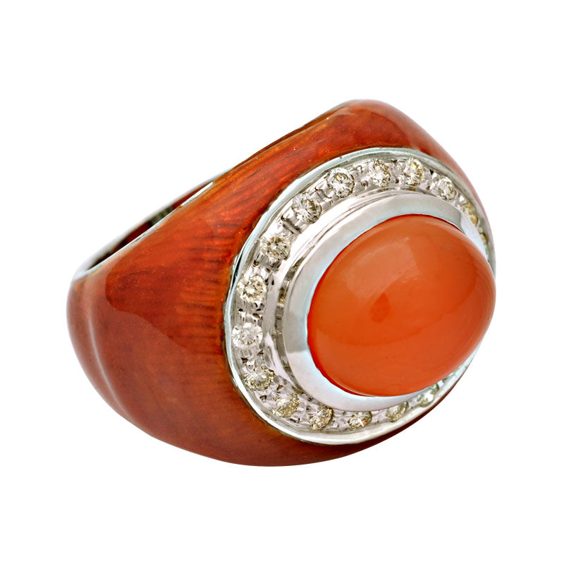 Ring - Cornelian and Diamond (Enamel) | Singhvi Jewels