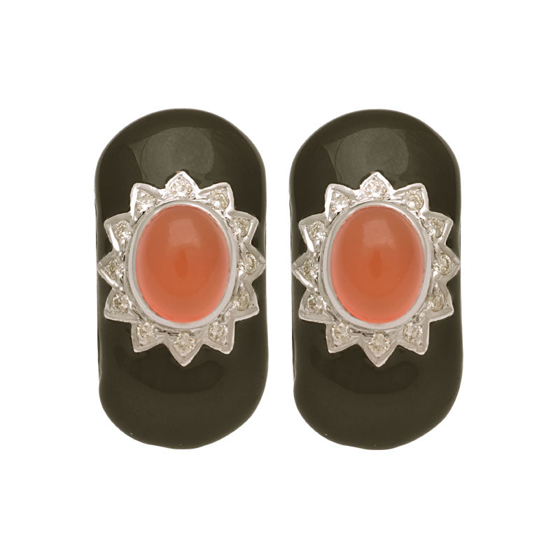 Earrings-Cornelian and Diamond (Enamel)