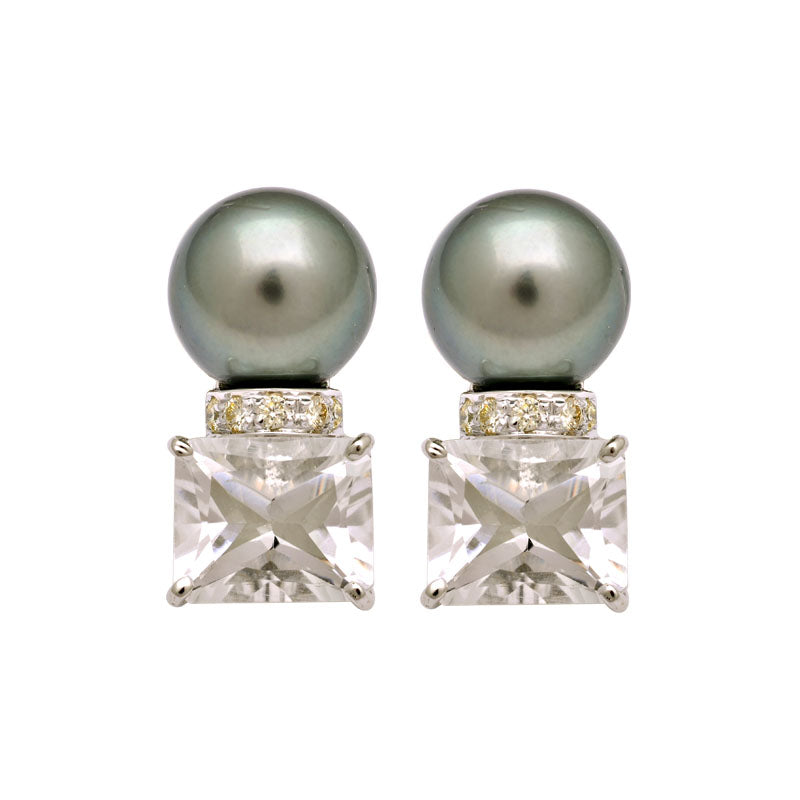 Earrings - Crystal, South Sea Pearl and Diamond | Singhvi Jewels