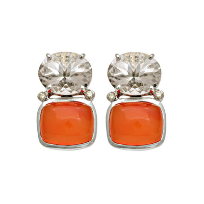 Earrings - Cornelian, Crystal And Diamond