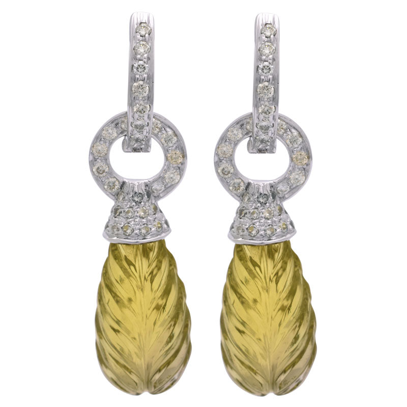 Earrings-Lemon Quartz and Diamond