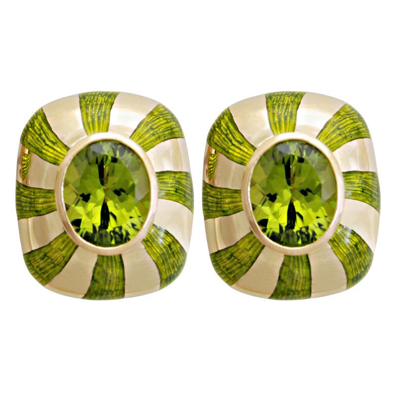 Earrings-Peridot (Enamel) (1649H) | Singhvi Jewels