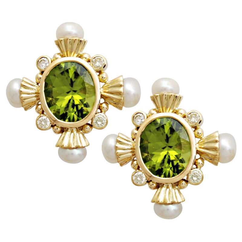 Repair - Earrings-Peridot , Pearl and Diamond (1658K) | Singhvi Jewels