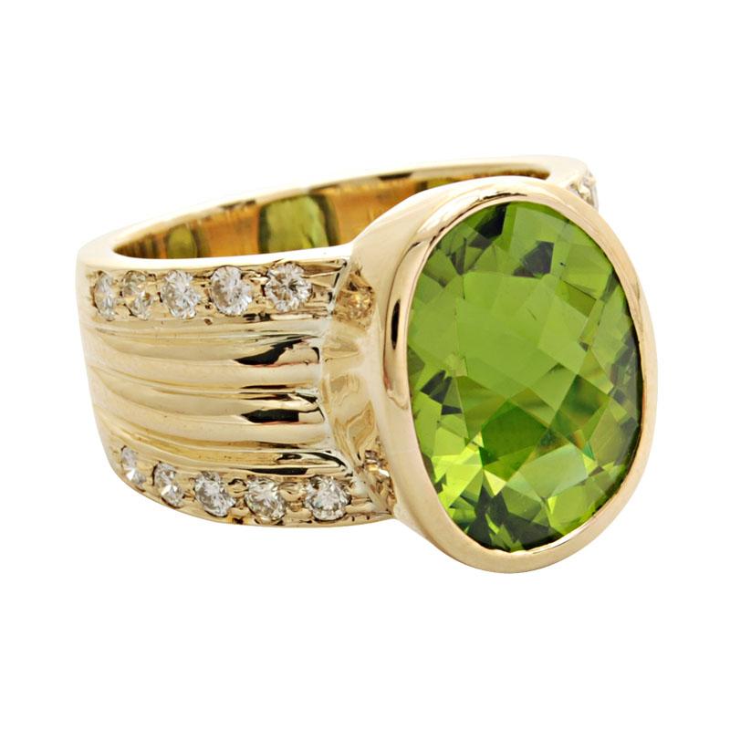 Ring-Peridot and Diamond (1662H) | Singhvi Jewels