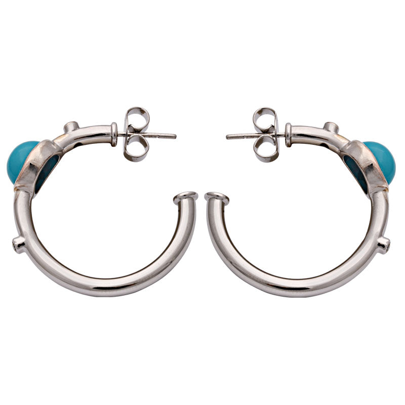 Earrings-Synthetic Turquoise and Diamond