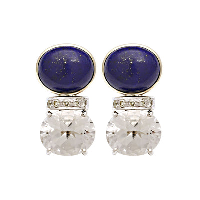 Earrings - Crystal, Lapis Lazuli And Diamond